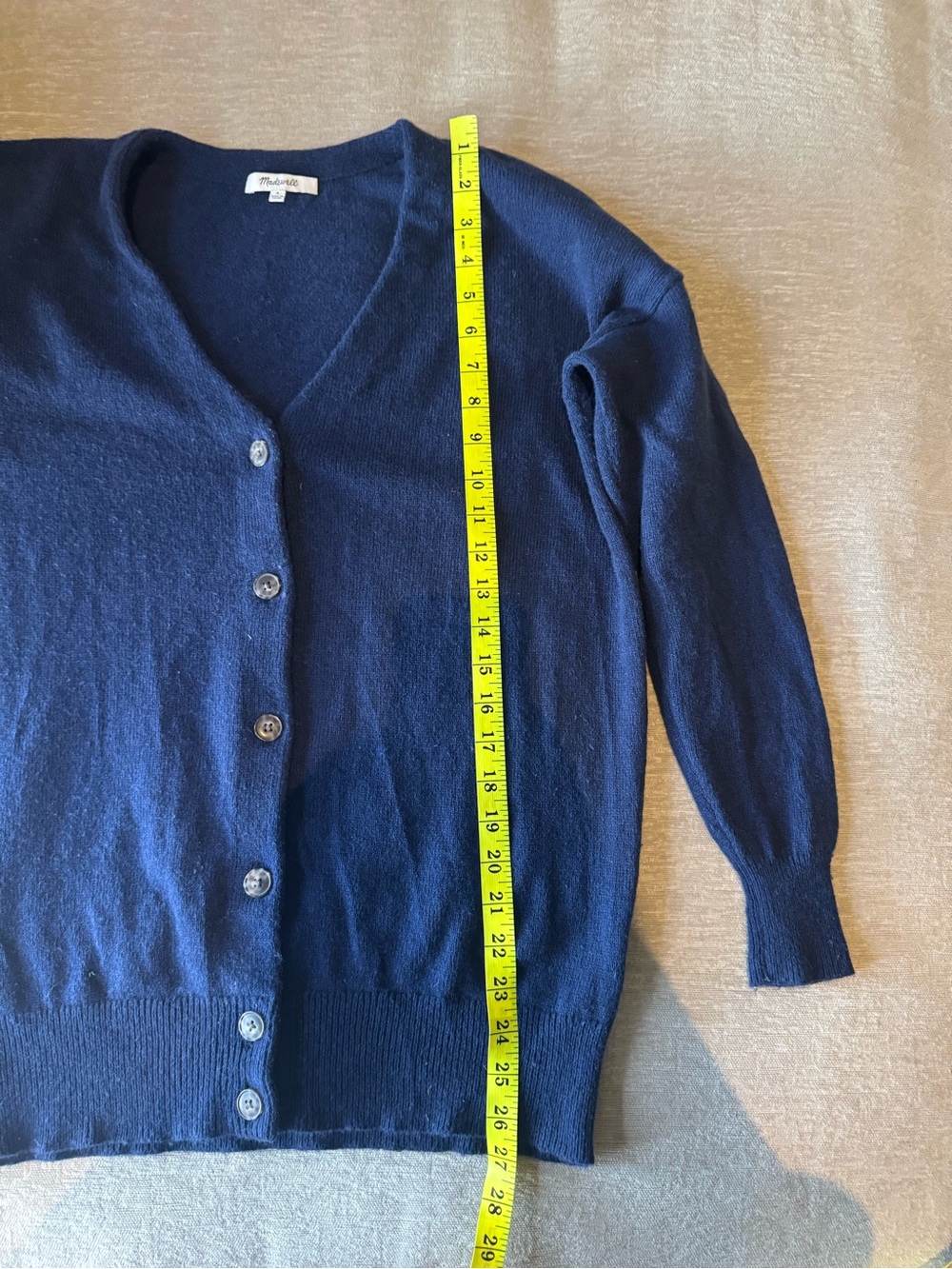 Madewell Navy Blue Merino Wool Blend V-Neck Cardigan Sweater Small - Picture 11 of 12